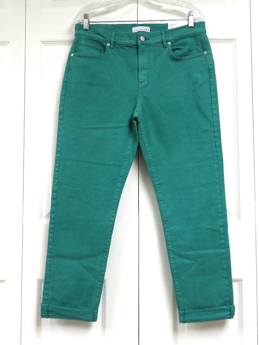 New! LOFT 8/29 The Girlfriend Ankle Jean Green Solid